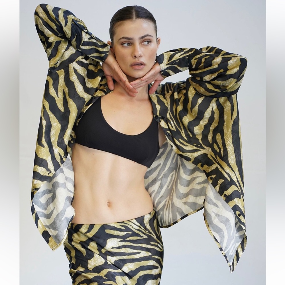 LNA Safari Print Blouse